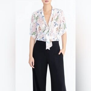 RACHEL Rachel Roy Floral Blouse - White, Pink, Green, Blue